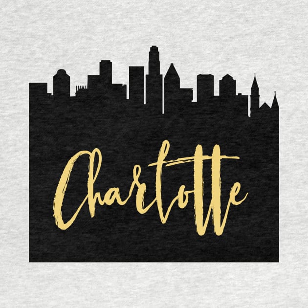 CHARLOTTE NORTH CAROLINA DESIGNER SILHOUETTE SKYLINE ART by deificusArt